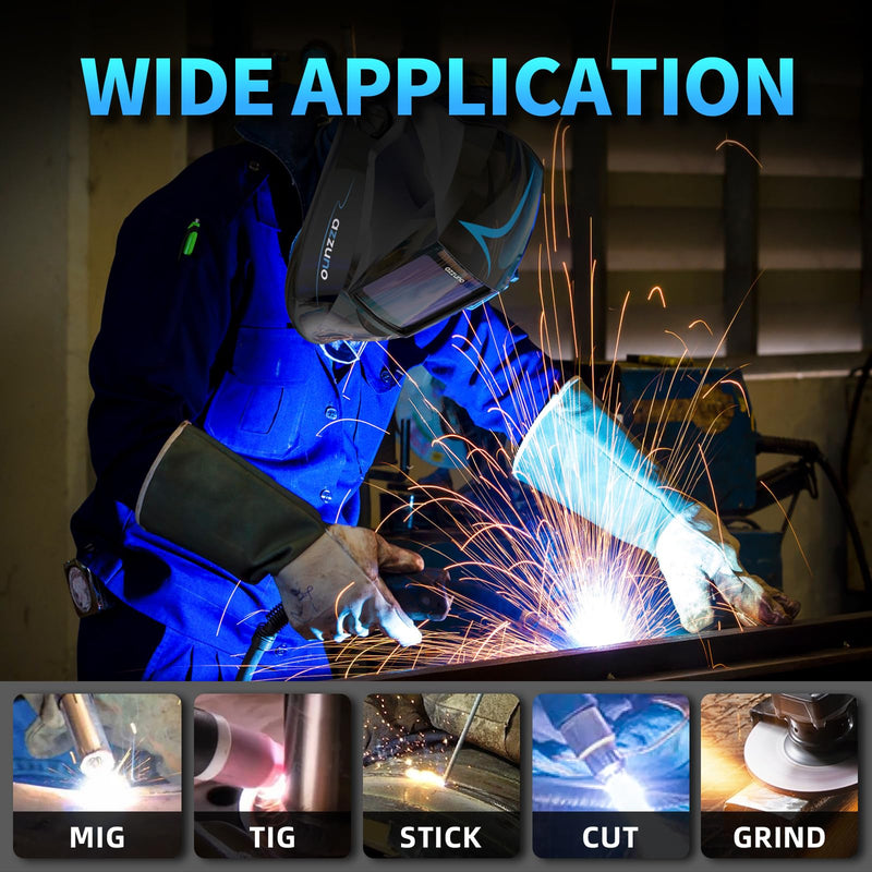 AZZUNO Welding Helmet Auto Darkening, True Color Large Viewing 3.94"×3.82", Solar Powered Welding Hood Mask with Wide Shade 4/5-9/9-13 for TIG/MIG/Stick Weld/Cut/Grind AZNH-1097 3.94"×3.82"