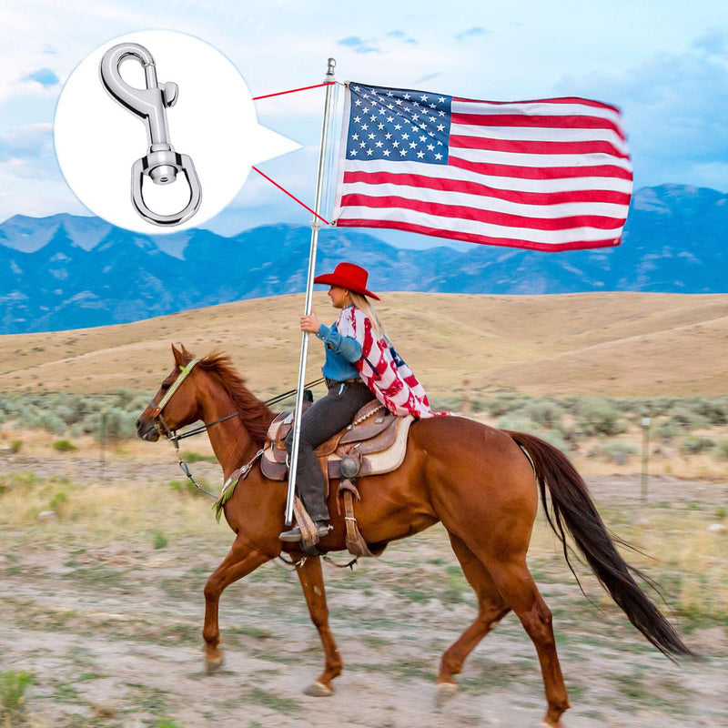 [Australia - AusPower] - 4PCS Flag Swivel Snap Clips Stainless Steel Flag Snaps Hooks Heavy Duty Metal Flagpole Accessories Eye Bolt Clips for Pet Leash, Key Chain, Leather Craft (Silver Clip) silver clip 