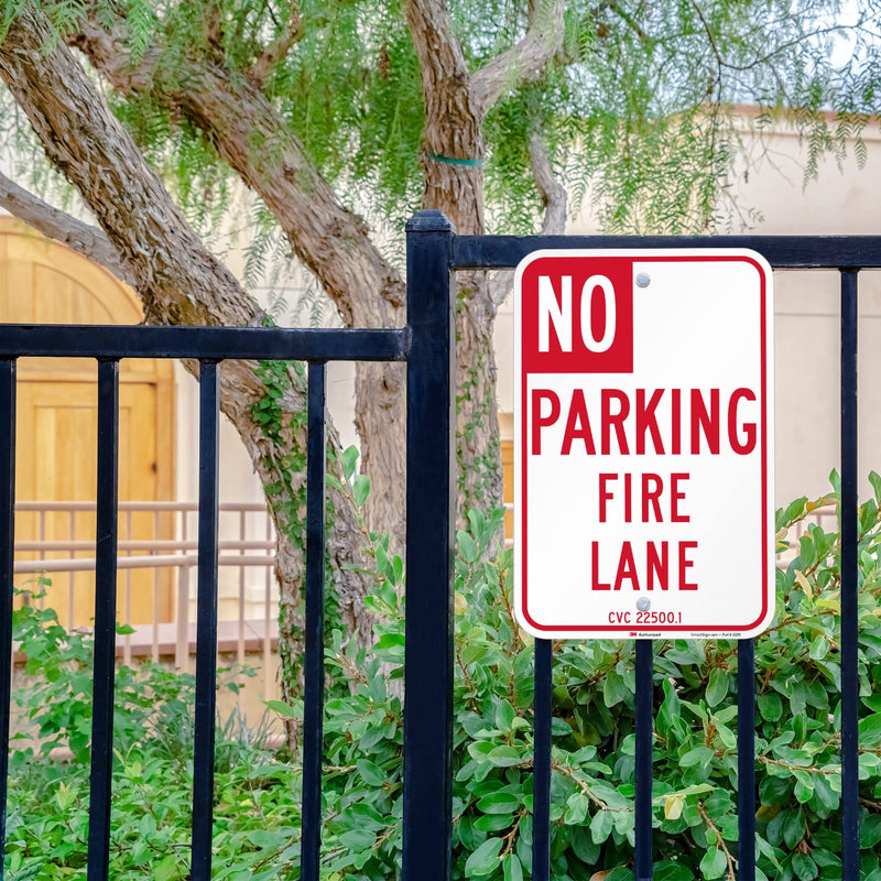 SmartSign 18 x 12 inch “No Parking - Fire Lane” Official California State Metal Sign, 63 mil Aluminum, 3M Laminated Engineer Grade Reflective Material, Red and White