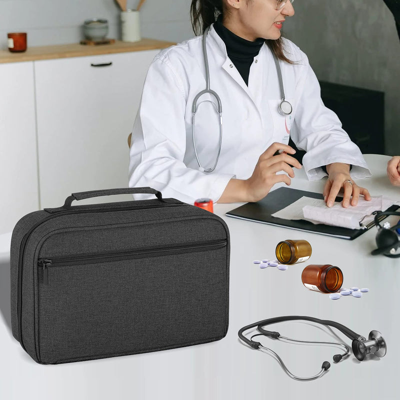 [Australia - AusPower] - Damero Carrying Case for 2 Stethoscopes, Portable Stethoscope Case Compatible with 3M Littmann/ADC/Omron Stethoscope, BP Cuffs and Other Accessories, Black 