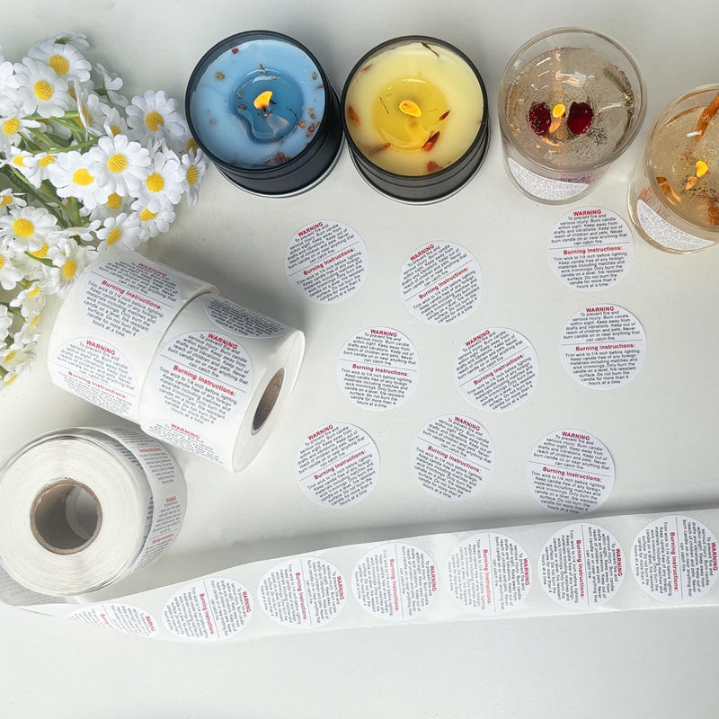 3000 Pcs Candle Warning Labels 1.5 Inch Candle Jar Container Safety Labels Warning Sticker for Candle Jars, DIY Candle Making Supplies 3000