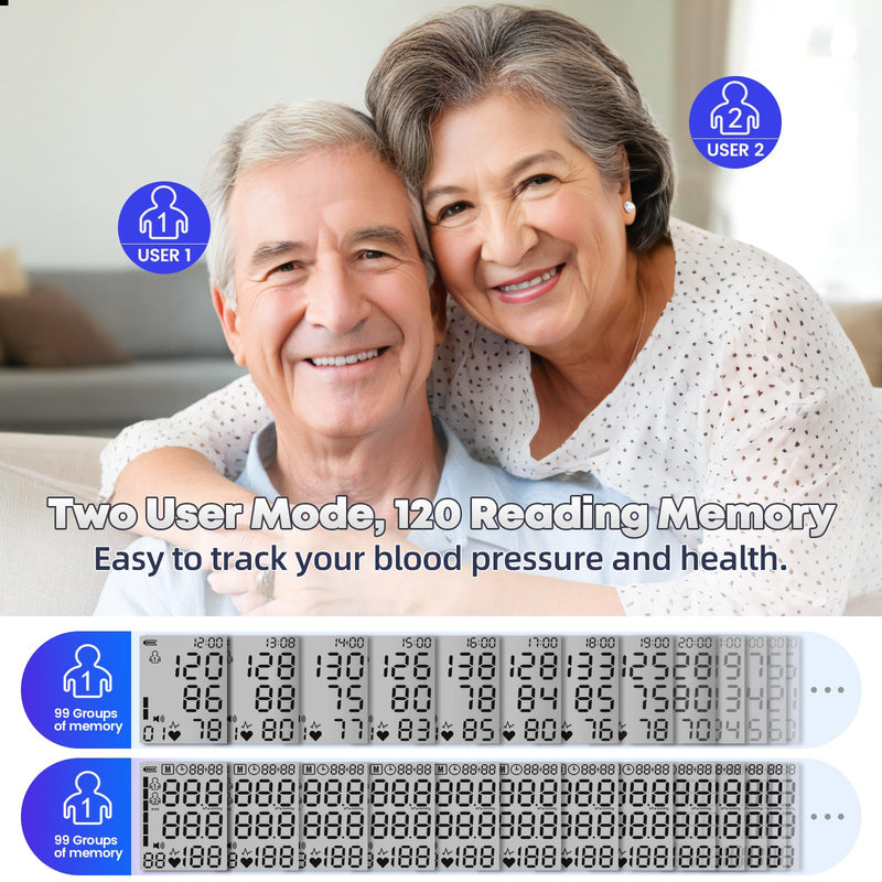 [Australia - AusPower] - Blood Pressure Monitor Upper Arm Blood Pressure Monitors for Home Use Large Screen Rechargeable Bp Machine with 8.7"-16.5" Bp Cuff, 2x120 Memory, Voice Broadcast Bp Monitor(Black) Black 