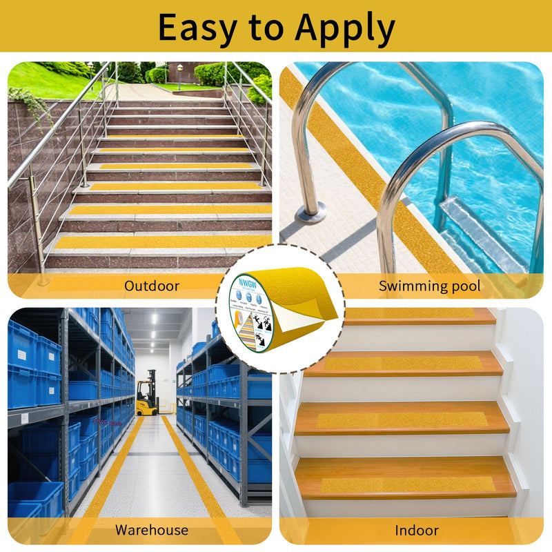 Anti Slip Tape 4" x 30FT, Dark Yellow Heavy Duty Waterproof Non-Slip Safety Traction Grip Tape for Indoor Outdoor Stairs, Steps, Ramps, Walkways and Pool 4 IN