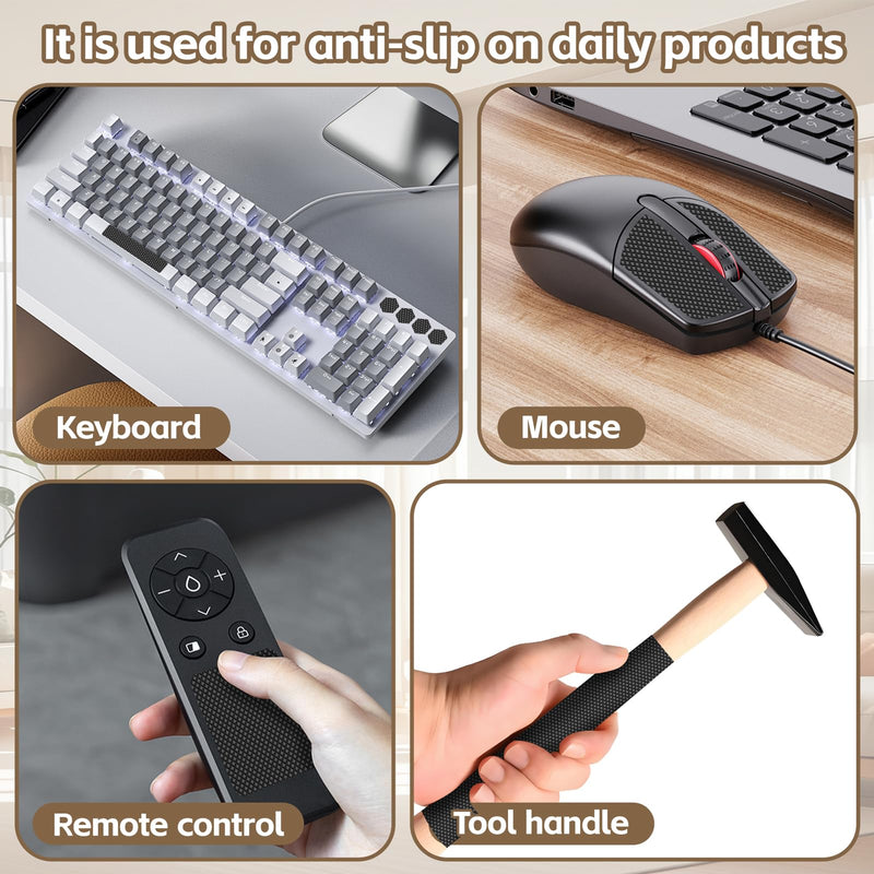 Rubber Grip Tape Kit, Durable Non-Slip Tape with 92 Customizable Pre-Cut Strips, Ideal For Increasing Friction and Comfortable on Phones, Cups, Tool Handles, and Game Controllers.( 2Pack, Black) 2