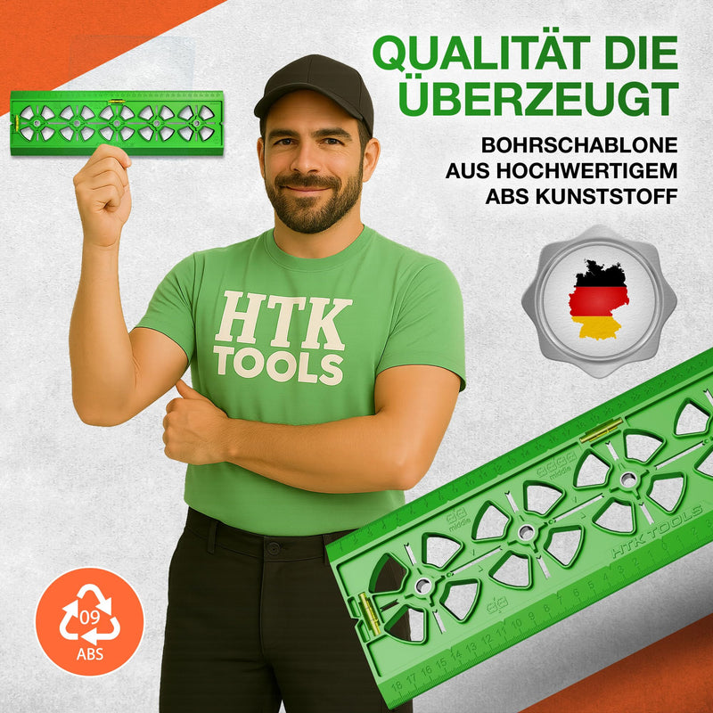 [Australia - AusPower] - HTK TOOLS Drilling Template Socket - Quick & Accurate Drawing or Drilling Directly - 71 mm Distance - For Flush-Mounted Box & Cavity Wall Socket - Electrician Spirit Level - Sockets Stencil 