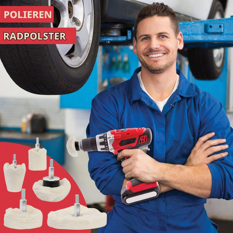 Gadlane Polishing Discs for Drill, Pack of 6 | Polishing attachment for cordless screwdrivers, polishing attachment for drills for metal, aluminum, stainless steel, chrome, glass, DIY projects