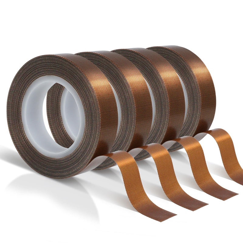 MEBMIK 4 Rolls 1/2 Inch x 33 Feet Low Friction Drawer Slide Tape - Squeak Resistant, Abrasion Resistant Surface Protection Tape for Wood, Cabinet, Curtain, Furniture, Brown
