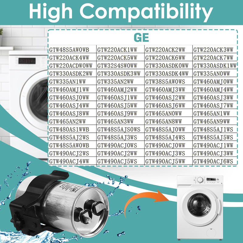 290D1102P003 Washer Start Capacitor, WH12X27614 Capacitor Compatible with GE, Hotpoint Washers, Replaces WH12X29017, WH12X24103, WH13X28838, WH16X24102, 290D1102P002