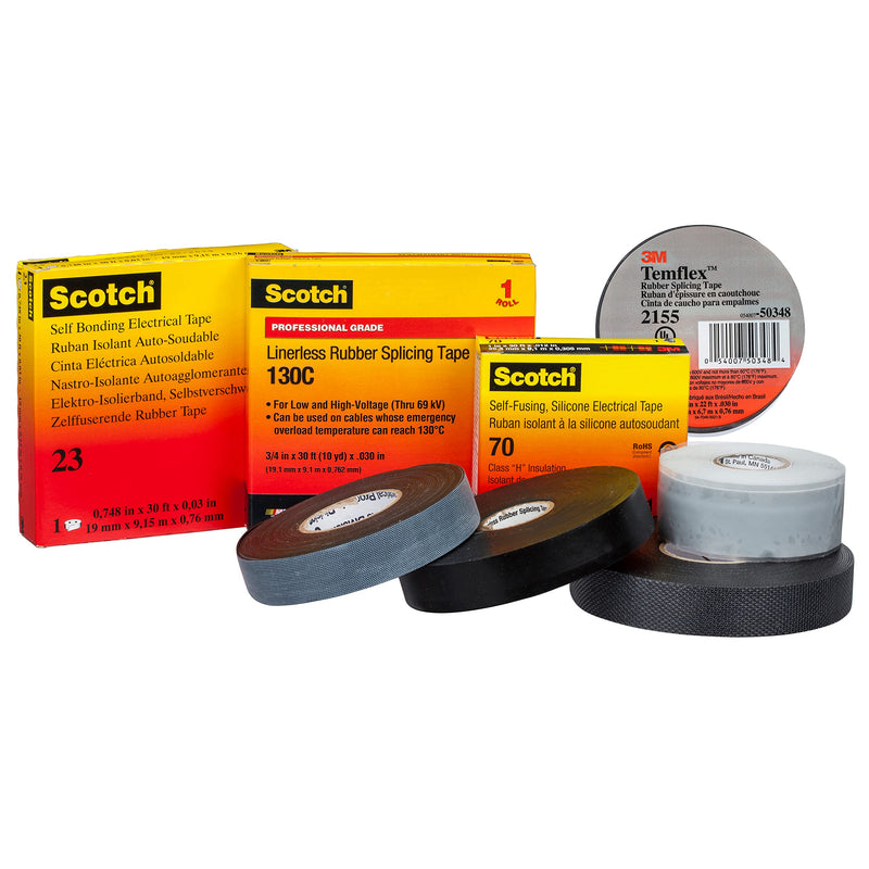 [Australia - AusPower] - 3M Temflex Rubber Splicing Tape 2155, 3/4 in x 22 ft, Black, General Purpose Self-Fusing Electrical Insulating Tape, 1 Roll 3/4" X 22' 