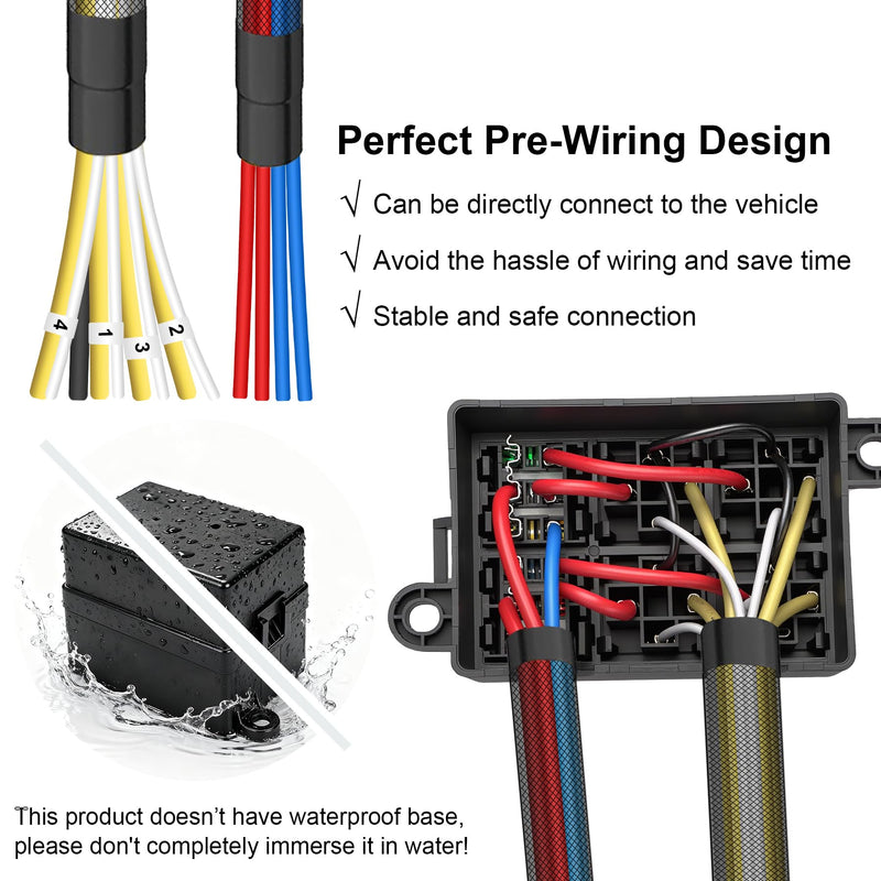 [Australia - AusPower] - 12V Pre-Wired Fuse Relay Box, 4 Relays and 6 ATC/ATO Blade Fuses, 4-Pin 40A Relay Block and Kit, for Cars Truck Marine Boat Jeep 6Way 4Relays 6Fuses 