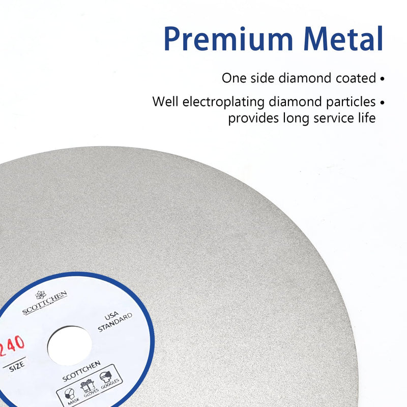 [Australia - AusPower] - SCOTTCHEN Diamond Flat Lap Wheel 6" x 1/2" Arbor Grinding Sanding Disc Lapping Polishing Disc-240 Grit 240 Grit 