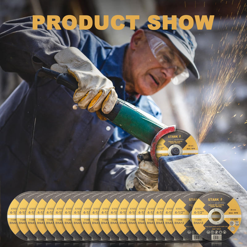 [Australia - AusPower] - Pack of 20 Extra Thin 1 mm Metal Cutting Disc, Professional 115 mm Precise Slat Discs, Fast Flap Discs for Metal Wood Steel, Universal Accessories Cutting Disc for Angle Grinders 