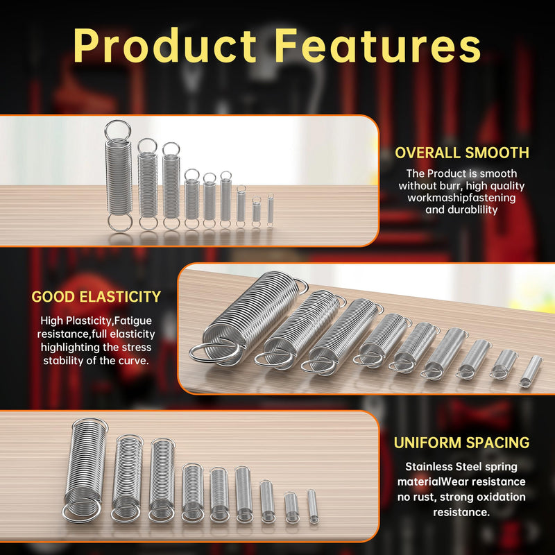 [Australia - AusPower] - 100 Pcs Extension Spring, Beesini Extension Spring Assortment Kit 25 Different Sizes, Stainless Steel Springs, Small Spring Assortment for Home Repairs, 25 Individual Bags 