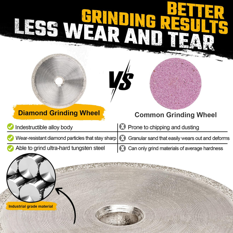 [Australia - AusPower] - 1-4/5 Inch Bench Grinding Wheel for Die Grinder Diamond Grinding Stone for General Purpose Metal & DIY Craft, 3/8 Arbor, 150 Grit, Carbide Bench Grinder Wheel Drill Attachment, 1 Pack 
