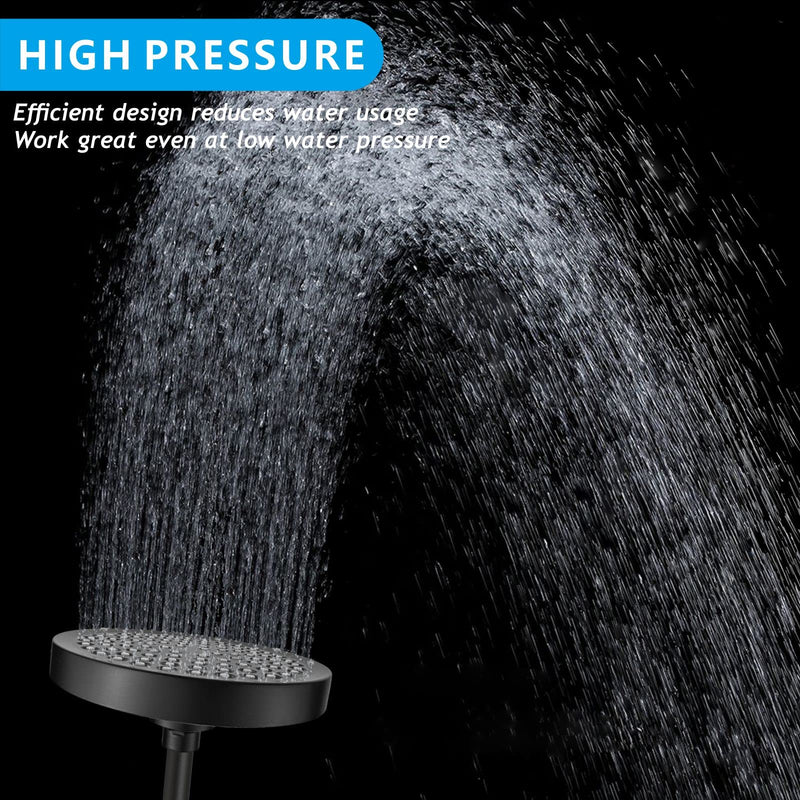 High Pressure Rain Shower Head with Arm - High Flow Rainfall Showerhead - Luxury Modern Look - Pressure Boosting (6" Shower Head with 6" Arm, Matte Black) Shower Head + 6 Inch Shower Arm Midnight Black Matte