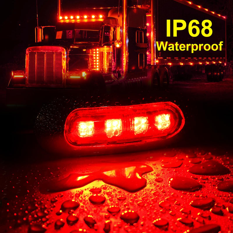 [Australia - AusPower] - 20Pack DC12-24V 3.7 Inch 4 LED Trailer Marker Lights Clearance Light Front Rear Side Indicators Lamp with Chrome Bezel Universal for Truck RV Camper Van Caravan Boat - Amber & Red Amber, Red 