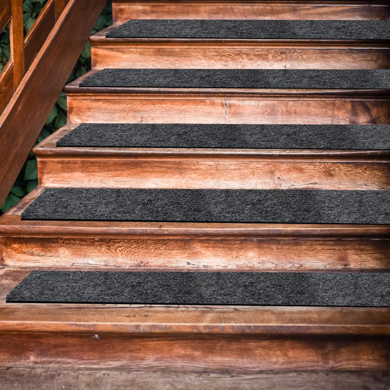 10 Pack Non-Slip Stair Treads for Wooden Steps, 6''x30'' Stair Carpet Treads Outdoor, Peel and Stick Stair Treads, Indoor Stair Runner Mats for Kids Elders & Pets with Reusable Adhesive black 6''x30''