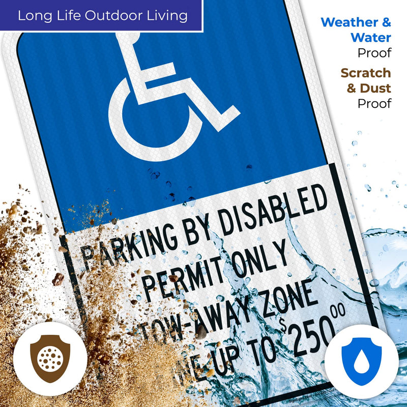 Florida Handicap Parking Sign, Parking by Permit Only, 12x18 Inches, 3M EGP Reflective .063 Aluminum, Fade Resistant, 12x18 Reflective
