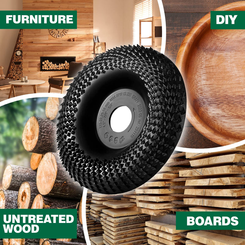 [Australia - AusPower] - GRAFF Premium Wood Carving Disc 4 1/2 Inch for Angle Grinder - Shaping and Grinding Wheel for Wood, Drywall, Chipboard, Plastic - Woodworking Angle Grinder Attachment with 7/8" - 5/8" Arbor Ø 4 ½ Inch Curved Carving Blade 