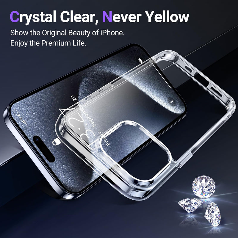 [Australia - AusPower] - Temdan Designed for iPhone 15 Pro Max Case Clear, [Non-Yellowing] [Military-Grade Drop Protection] Slim Thin Shockproof Protective Cover Phone Case for iPhone 15 Pro Max Case 