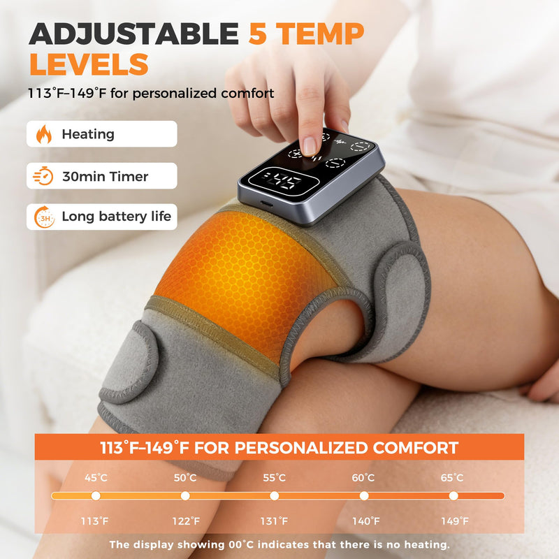 YAZHI Cordless Knee Massager for Pain Relief – Electric Heated Knee Brace, 5 Heat Levels & 3 Massage Modes, Gifts for Men and Women 2pack 2pcs