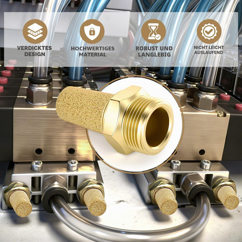 Bwintech 10 Pcs SL-01 Air Silencer, 1/8 Inch Male Thread Sintered Brass Exhaust Silencer 1/8"