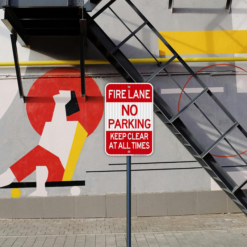 Fire Lane No Parking Sign, 2 Pack 18"x12" Fire Lane Keep Clear Signs, Rust Free Weather Resistant Aluminum, Waterproof, Durable Ink, Easy to Mount Indoor or Outdoor-By DIESOTT