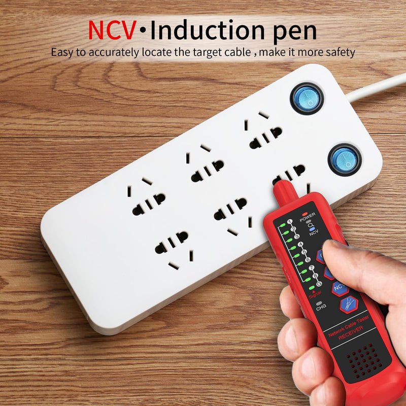 [Australia - AusPower] - U830 Network Cable Tester, Ethernet Cable Tester with PoE,NCV, Wire Tester RJ45 RJ11 CAT5 CAT6 Cable Tracker Line Finder Multifunction Wire Tracker with Earphone With NCV Function 