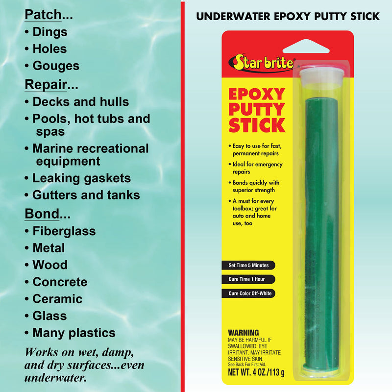 [Australia - AusPower] - STAR BRITE 4 Oz Epoxy Putty Stick - Easy, Fast, Permanent Repairs Even Underwater - Repair Boat Hulls, Decks, Pools, Spas, Hot Tubs, Leaking Gaskets, Tanks, Gutters & More Fiberglass, Wood, Plastic 