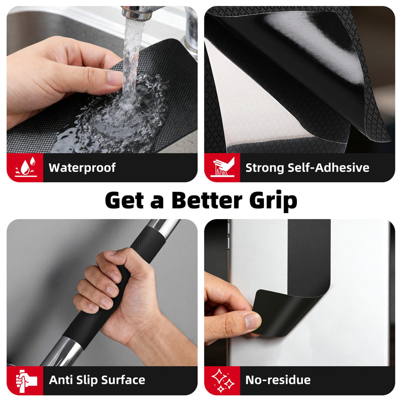 Maylanny 4 in x 20 FT Rubber Grip Tape, Black Ultra Strong Anti Slip Waterproof Tape with Textured Adhesive Comfortable in Hands, Perfect for Tools, Handles, Ladders - High Traction DIY Safety Grip