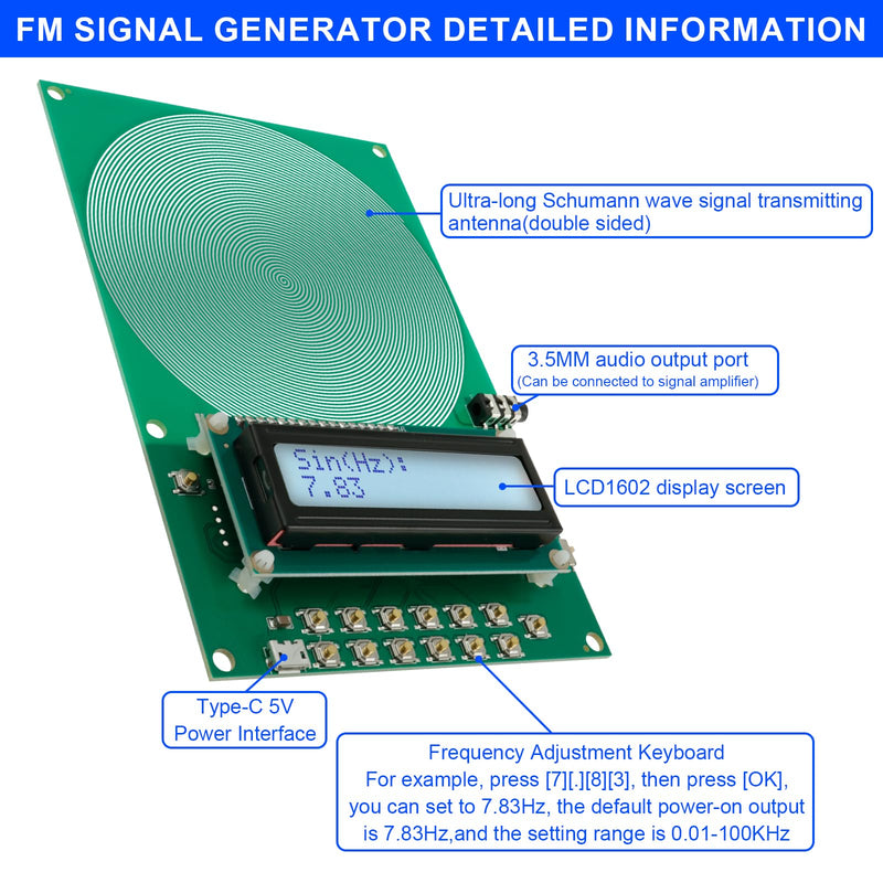 [Australia - AusPower] - 7.83 Hz Schumann Wave Generator, Schumann Frequency Generator 0.1 ~ 30,000 Hz Adjustable Ultra Low Frequency, Pulse Generator Schumann Resonance Generator for Sleep and Relaxation (Green, S) Green 