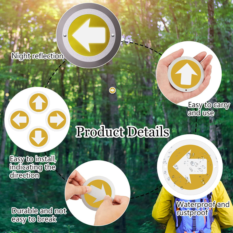 Amylove 24 Pieces Bright Reflective Trail Markers Round Bin Marker with Reflective Tacks Aluminum Signs Thumb Tacks for Hunting Hiking Camping and More Yellow