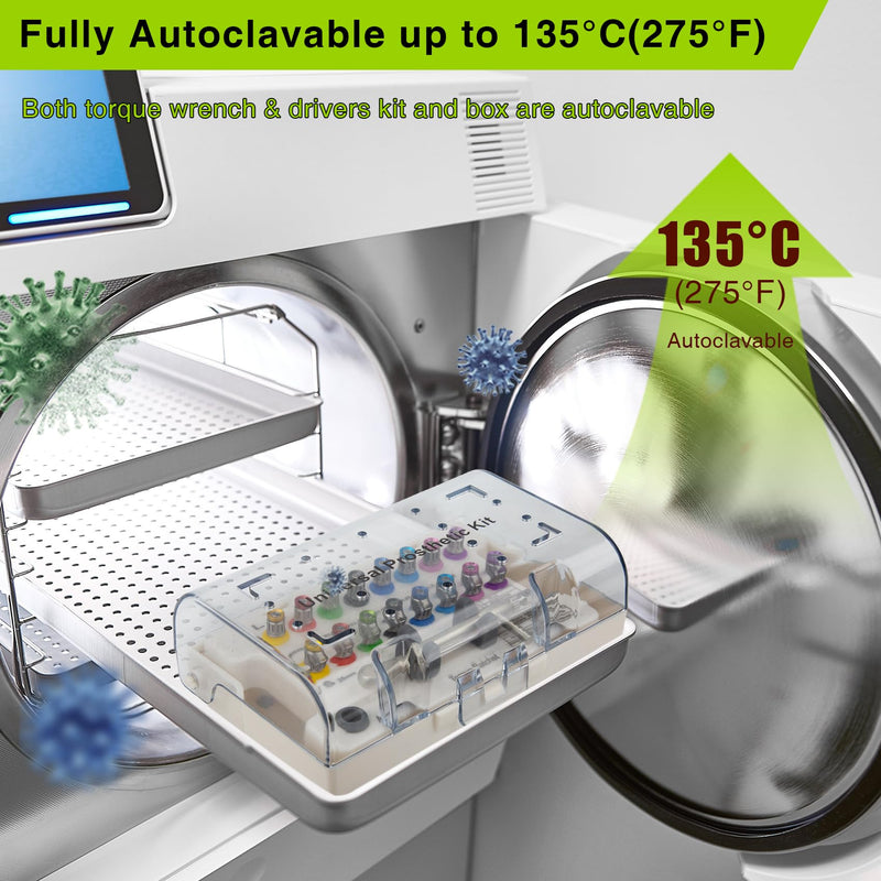 [Australia - AusPower] - Universal Implant Driver Kit, Fully Autoclavable Dental Implant Torque Wrench Kit with 10-70Ncm Torque Adjustable Ratchet and 16pcs Screwdriver, Implant Prosthetic Universal Torque Wrench Kit 