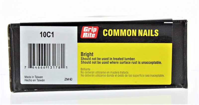 [Australia - AusPower] - GRIP-RITE 10C1 FASN'ERS 10D 9 Gauge 5/16" Head Bright Common 3" Construction/Framing Nails 66 Pack 