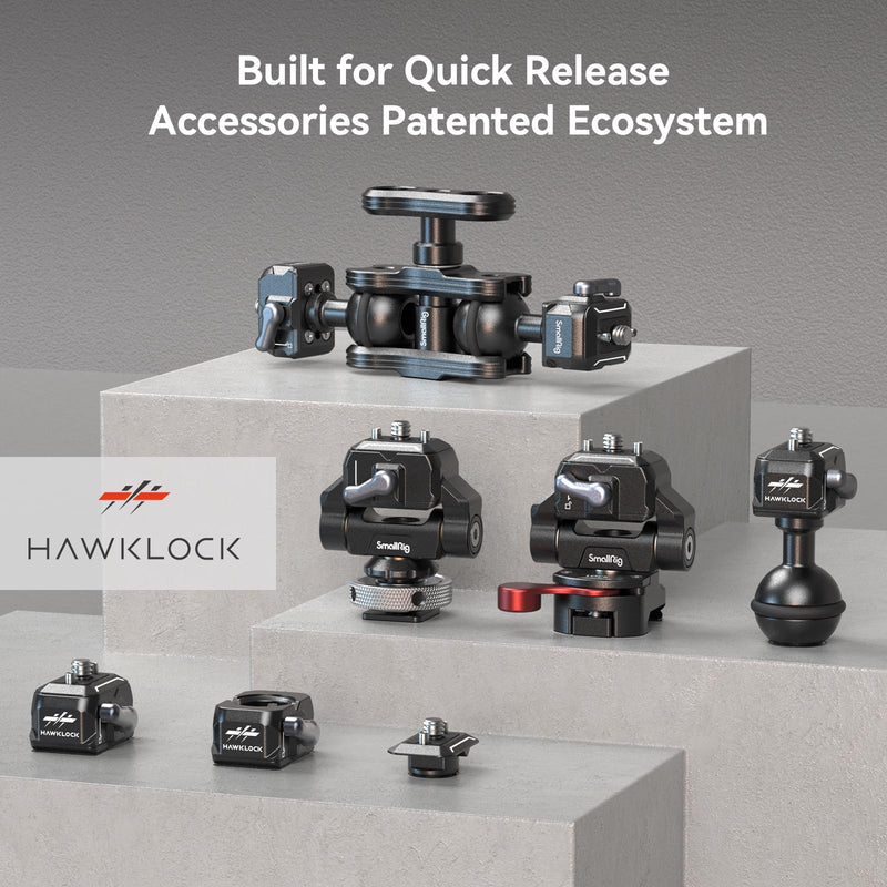 [Australia - AusPower] - SMALLRIG Quick Release Plate Drop-in HawkLock Mini Quick Release Camera Mount Adapter with 1/4" Screw, for Camera Clamp, Super Clamp, Ball Head, Tripod, Magic Arm, Stabilizer, Field Monitor - 3513C Basic QR System 