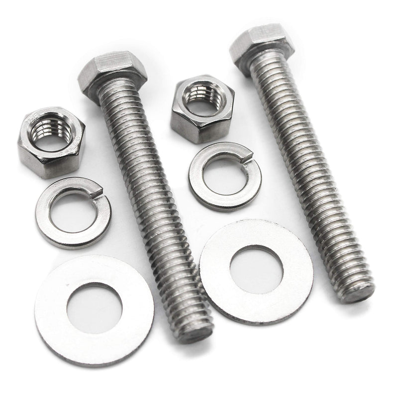 (10 Sets) 1/4-20x2" Stainless Steel Hex Head Screws Bolts, Nuts, Flat & Lock Washers, 18-8 (304) S/S, Fully Threaded by Bolt Fullerkreg (10 Sets) 1/4x2"