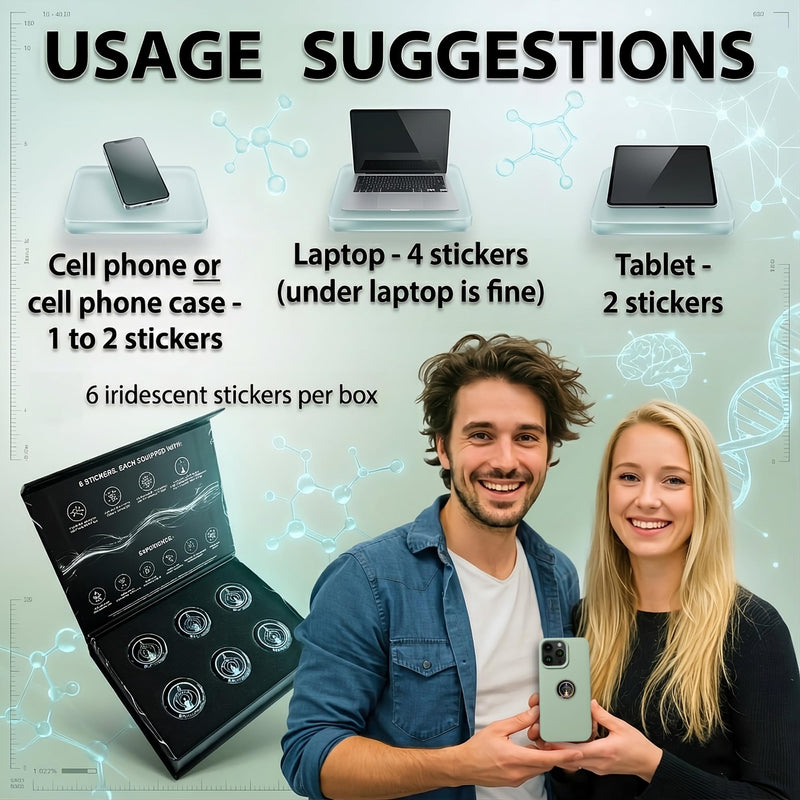 [Australia - AusPower] - Phone EMF Harmonizing Stickers — Multifaceted Neutralizer with Patented Quantum Technology & Natural Minerals | Pack of 6 