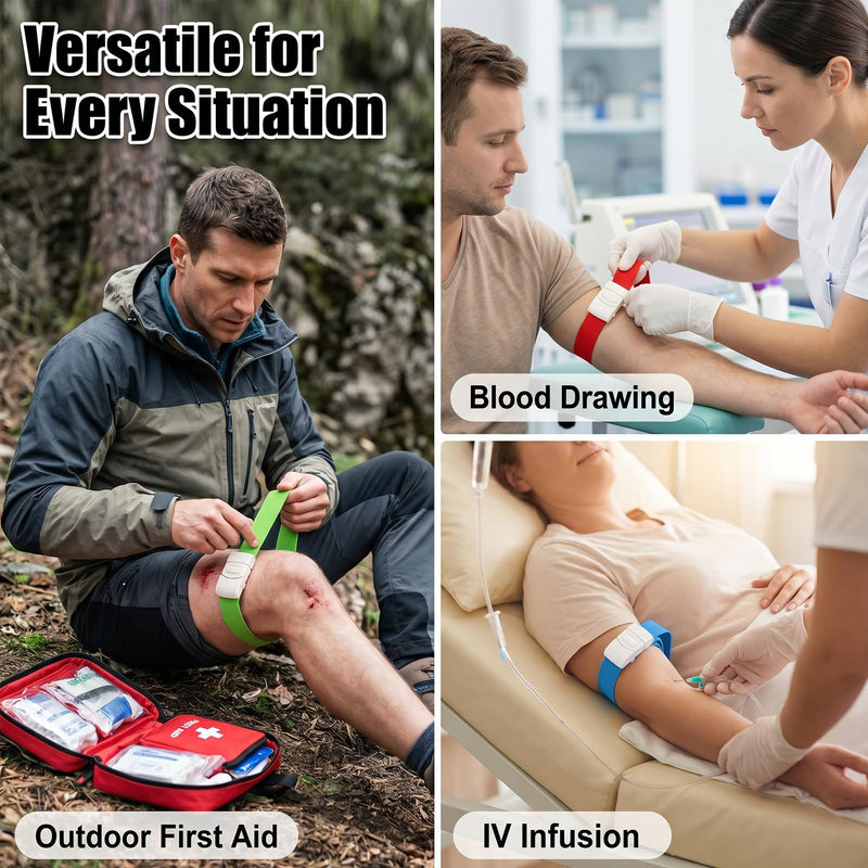 Tourniquet Set of 6 Blood Removal Tubes 40 x 2.5 cm | Vein congestion for medical first aid and outdoor activities, nylon material