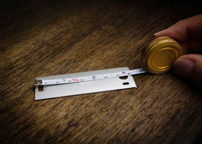 TEC Accessories Ti-Tape Retractable Mini Tape Measure - Imperial and Metric, 3 Foot User-Replaceable Small Measuring Tape - EDC, Pocket Size Keychain Clip (Brass Matte Finish) Brass Matte Finish