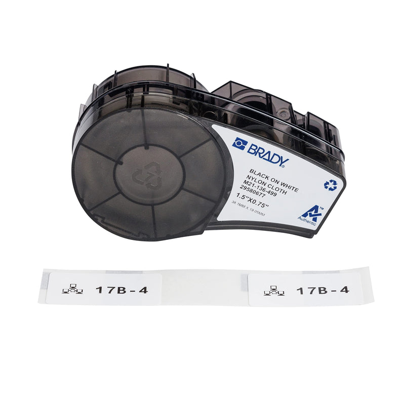 [Australia - AusPower] - Brady Authentic (M21-136-499) Pre-Sized High-Adhesion Nylon Labels for Equipment, General ID, Lab, Wire/Cable, Black on White Material - Designed for M210, M210-LAB, and M211 Printers, 0.75"H x 1.5"W 0.75 in H x 1.5 in W Cartridge 