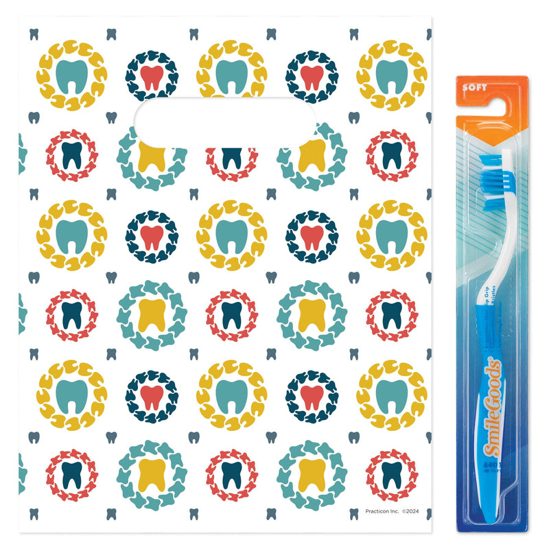 [Australia - AusPower] - Practicon Tooth Medallions 8" x 10" Dental Giveaway Bag, Dental Hygiene Patient Care Goodie Bag, Dentist Office Plastic Gift Bags, 100 Pack 8" x 10" 