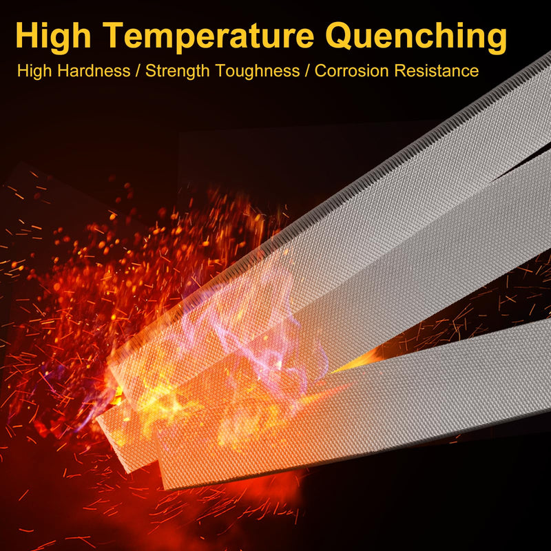 [Australia - AusPower] - 8'' Flat Hand Metal File, Ergonomic Rubberized Handle, Uniform Teeth, Strength High Carbon Steel, Suitable for Long Time Use for Trimming, Removing, Sharping Metal, Stone, Wood, and more. 