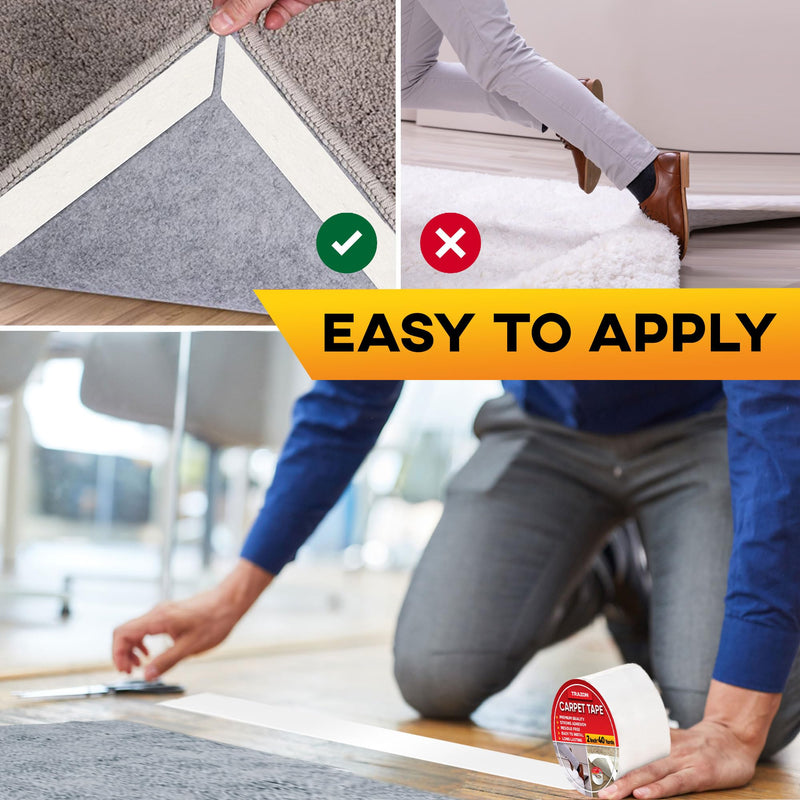 Grip Tape - Heavy Duty Anti Slip Tape for Stairs Outdoor/Indoor Waterproof 4Inch x 35Ft & Carpet Binding Tape Double Sided - 2 in / 120 Ft (40 Yards) Tape Grippers for Hardwood Floors and Area Rugs