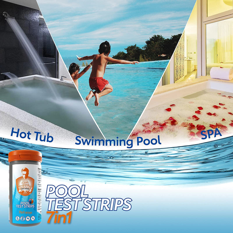 [Australia - AusPower] - Pool and Hot Tub Test Strips - Medical-Grade Precision 7-1 Pool Test Kit - Testing pH, Free Chlorine(Bromine), Total Alkalinity & Cyanuric Acid & More - Pool Water Test Kit 7 IN 1 Pool Test Strips 