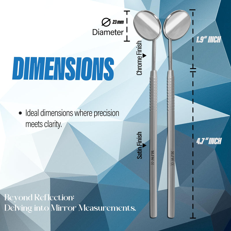 [Australia - AusPower] - MJW Excellent Quality Dental Mirror with Handle, Stainless Steel Dentist Tools for Teeth Cleaning Inspection, Oral Hygiene Mouth Mirror for Daily Use CE ,Silver 