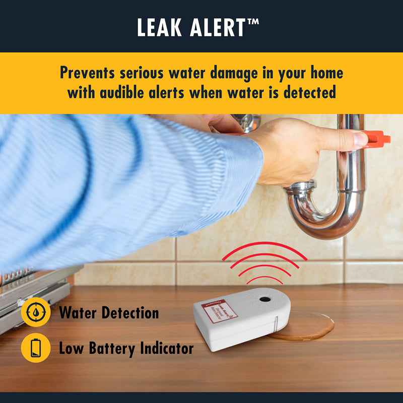 [Australia - AusPower] - Zircon Leak Alert Electronic Water Leak Detector & Flood Sensor Alarm with 90dB Audio Dual Leak Alarms, 1 Pack,White Audio Only 