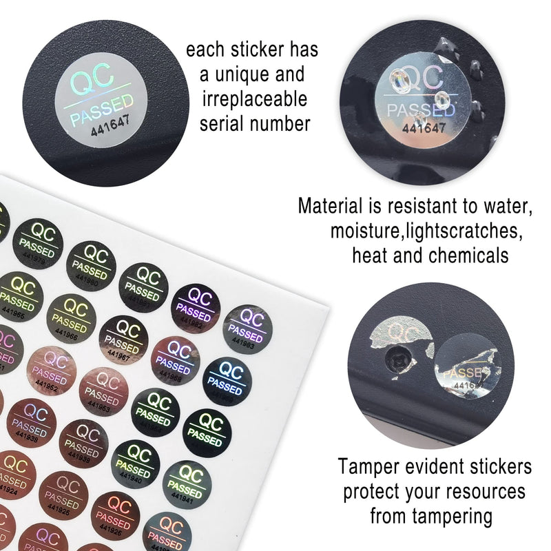 1700pcs 0.39 inch QC Passed Tamper Proof Stickers Silver High Security Tamper Evident Warranty Void Hologram Labels w/Unique Sequential Serial Numbering Silve 1700pcs