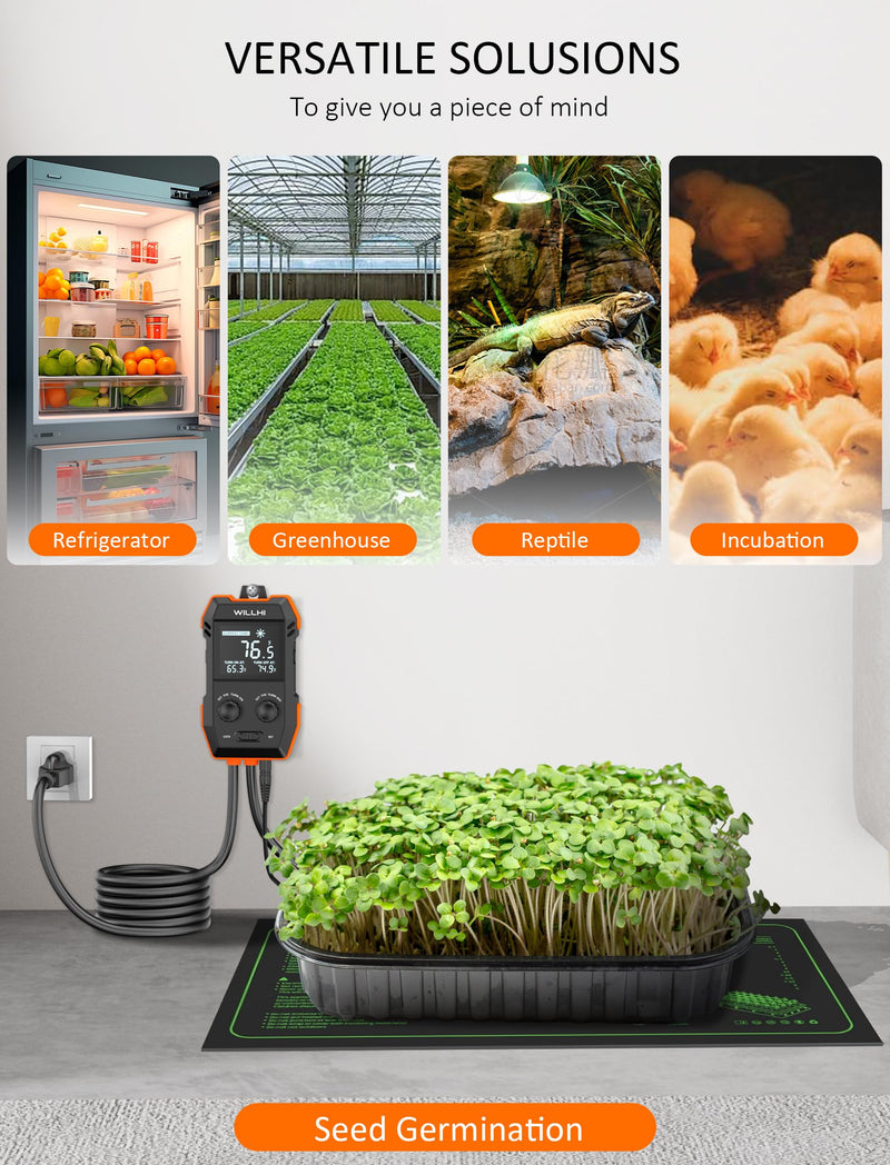 [Australia - AusPower] - WH2408 Temperature Controller 10A 1200W, Digital Thermostat Controlled Outlet Plug Switch for Reptile Terrarium Greenhouse Homebrew Aquarium Seedling Mat, Heating or Cooling Mode Thermometer 1 