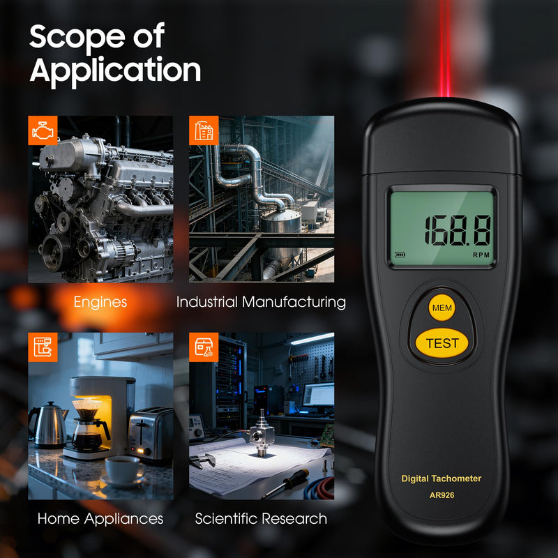 [Australia - AusPower] - Digital Tachometer, Noncontact Laser Photo Sensor with 30 to 99,999 RPM Accuracy, RPM Gauge Meter 