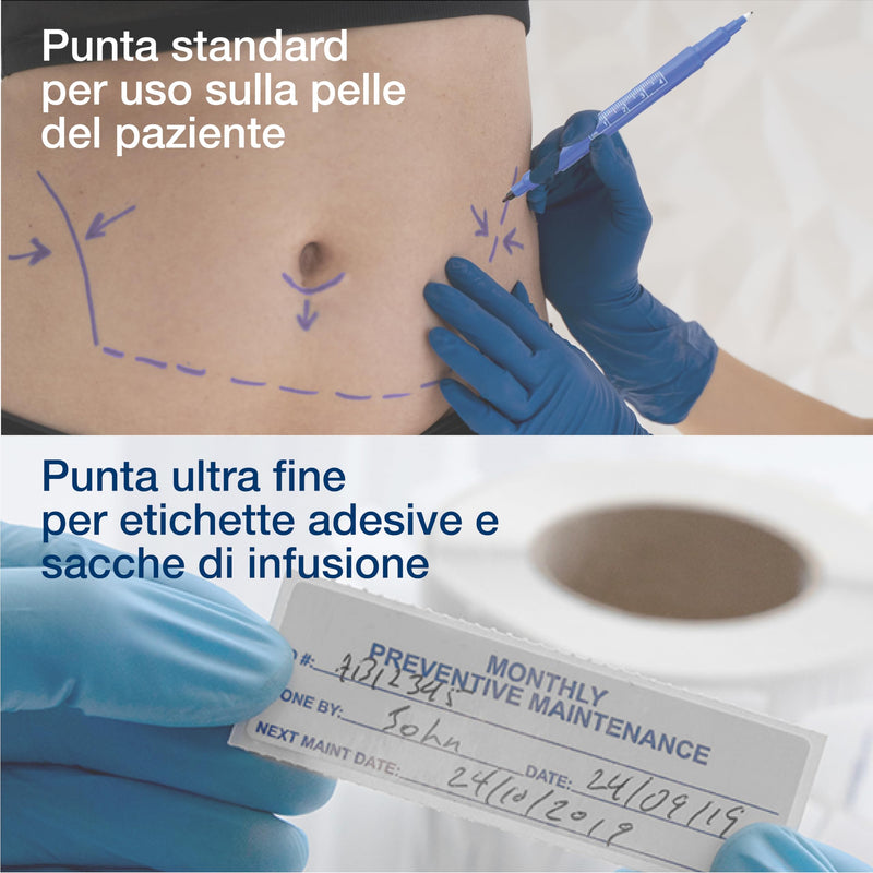 Gima - Dermatological double pen with cap structure made of polypropylene, tip made of polyester fibre, 10 pieces, 33179